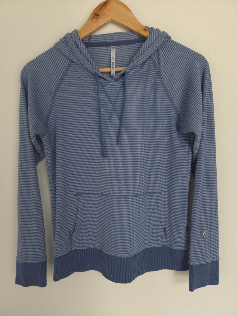 Kuhl Women's Stria Light Blue Hooded Knit Pullover UPF 50+ Gorpcore XS